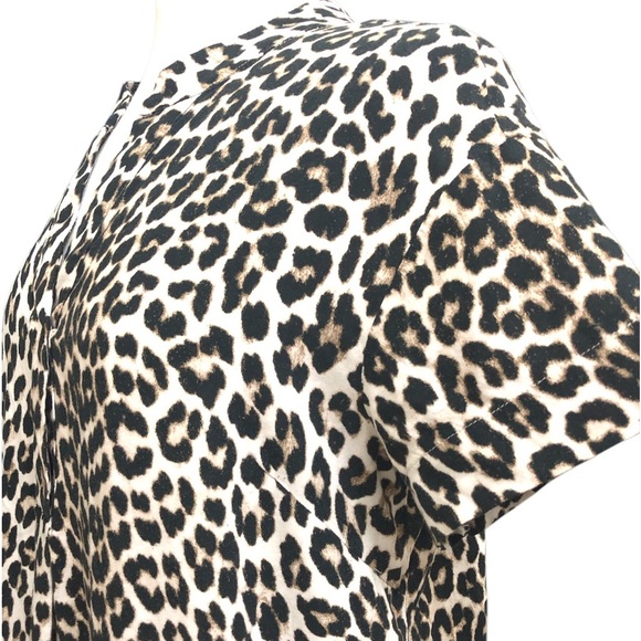 H&M Leopard Print Short Sleeve Loose Fit Shirt Dress - Picture 3 of 7